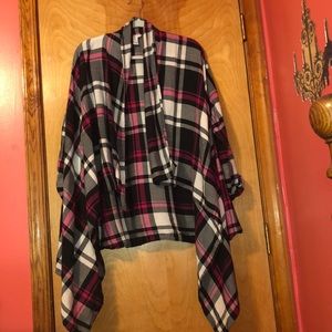 Magenta Black & White Plaid Shawl